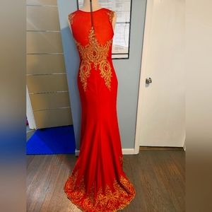 Grace Karin, Red and Gold Evening Gown